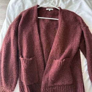 Madewell Maroon Open-Front Cardigan